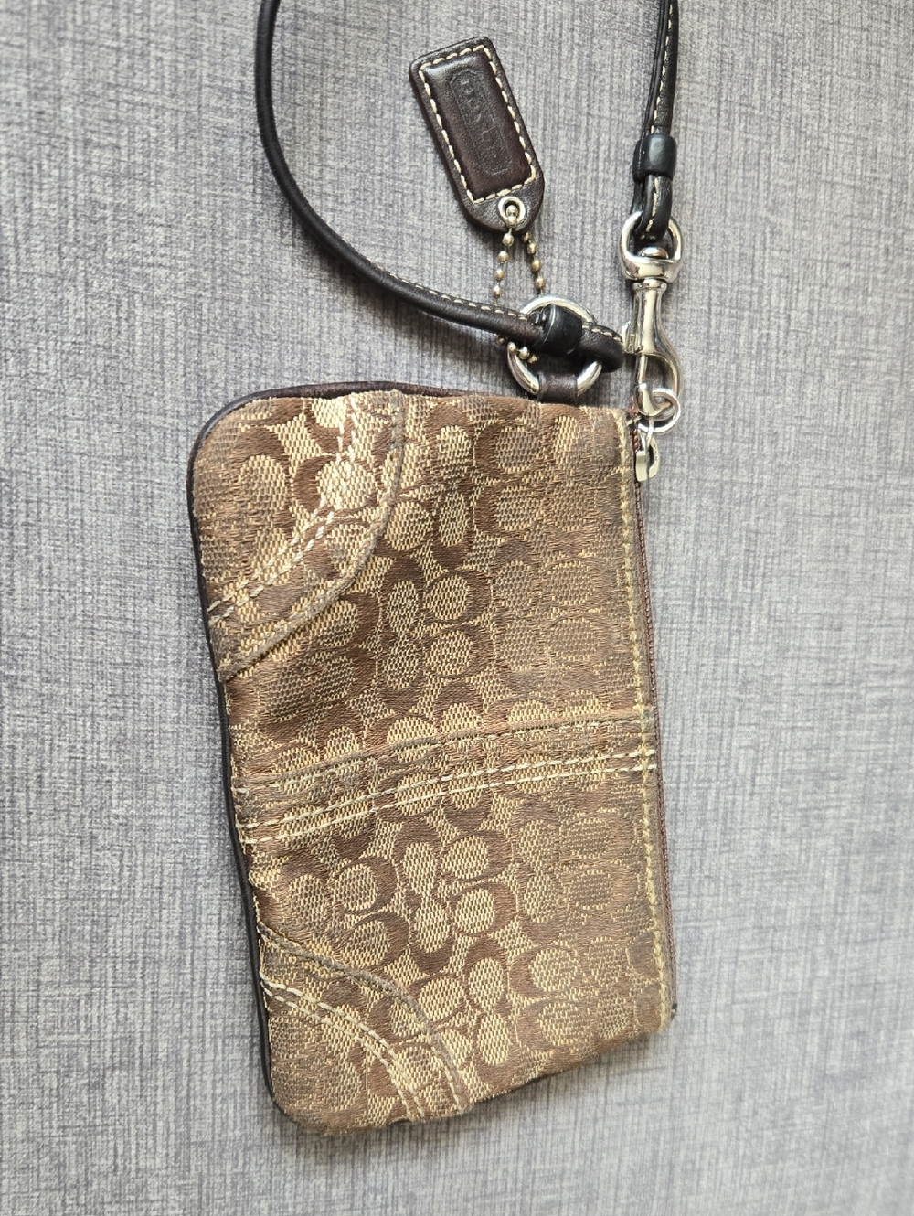 Coach Brown and Gold Signature Wristlet